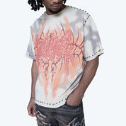 Wide Cropped Ascended Studded T-Shirt - Smoke Grey