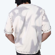 Wide Cropped Ascended Studded T-Shirt - Smoke Grey