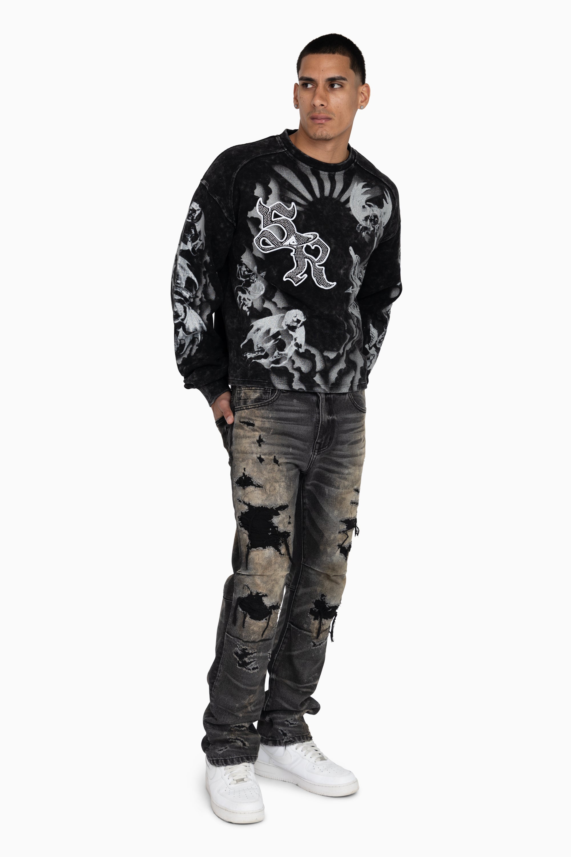 Trouble In Peace Thermal LS Tee - Black