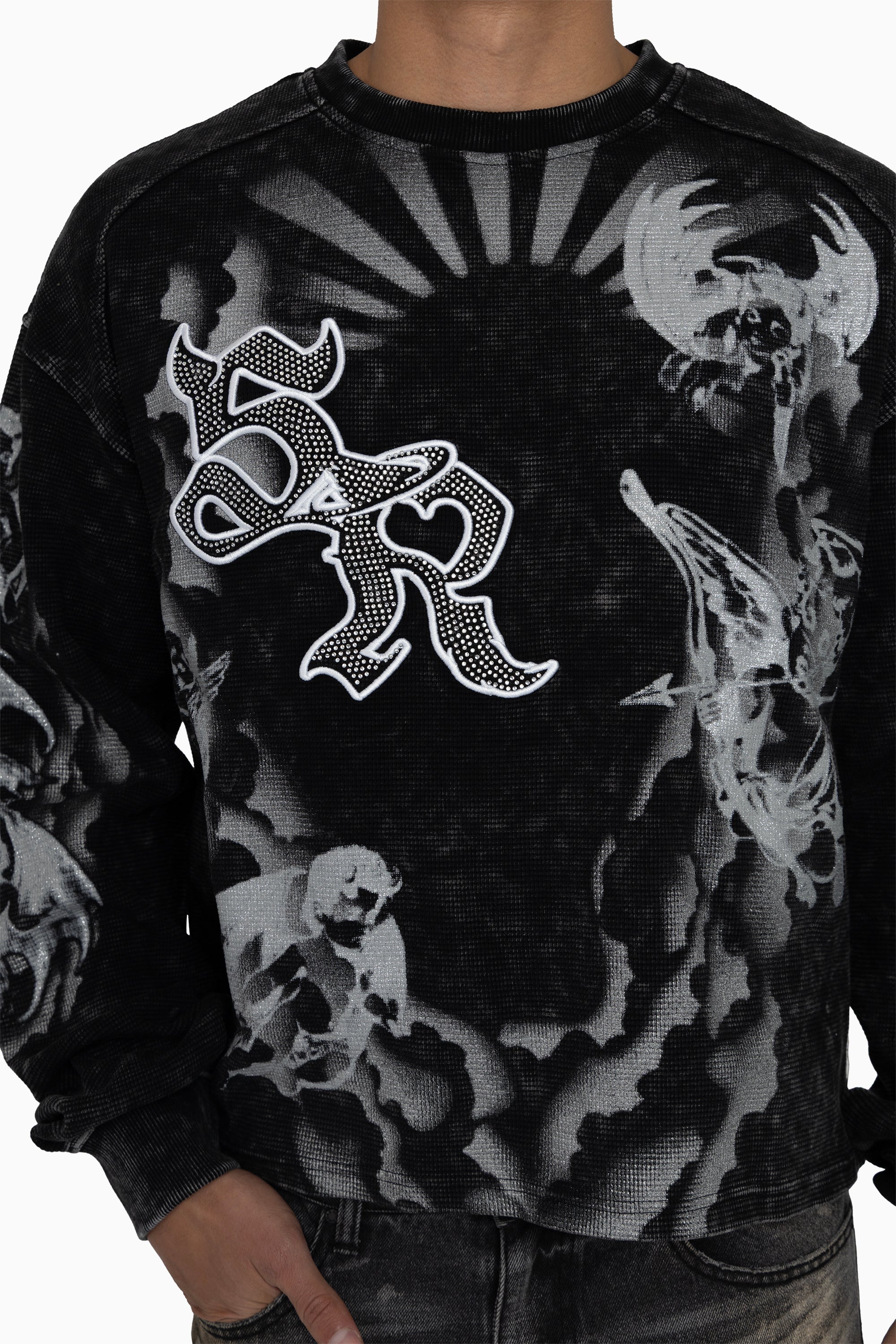 Trouble In Peace Thermal LS Tee - Black