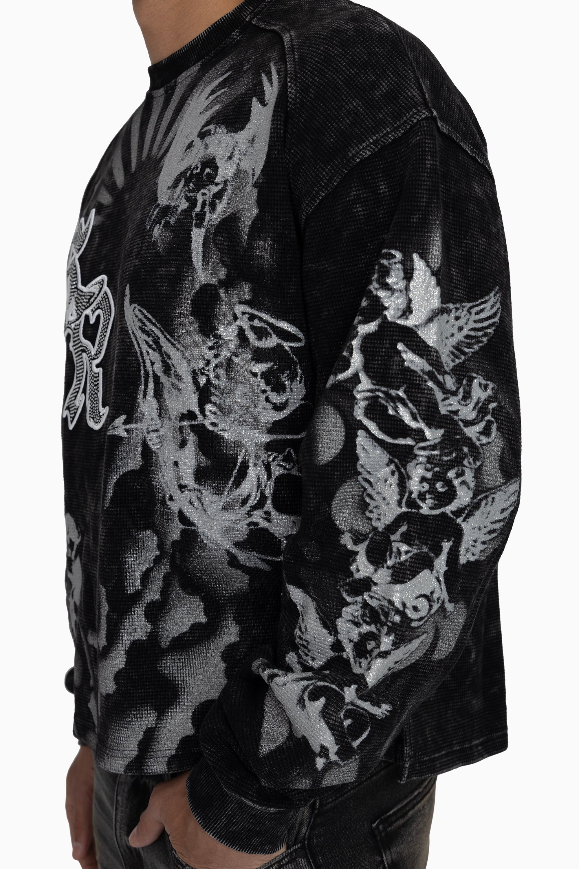 Trouble In Peace Thermal LS Tee - Black