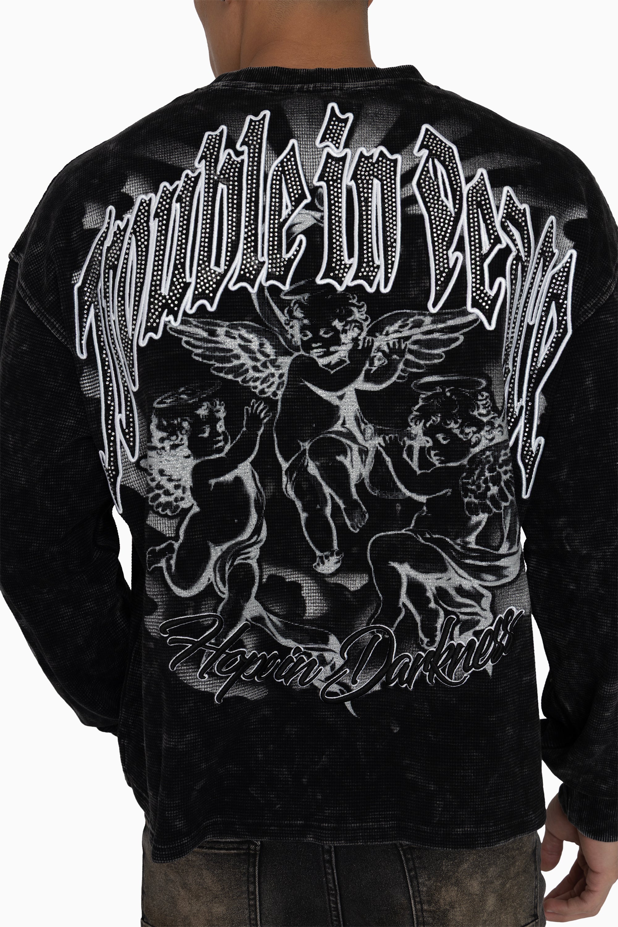 Trouble In Peace Thermal LS Tee - Black