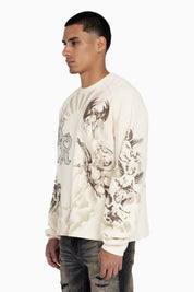Trouble In Peace Thermal LS Tee - Ecru