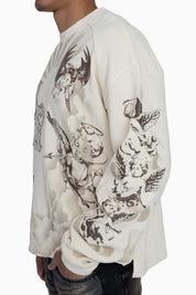 Trouble In Peace Thermal LS Tee - Ecru