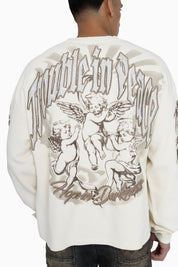 Trouble In Peace Thermal LS Tee - Ecru