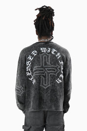 Blessed With Faith Waffle LS T-Shirt - Black