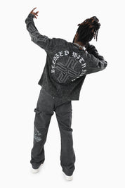Blessed With Faith Waffle LS T-Shirt - Black