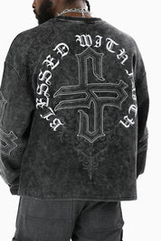 Blessed With Faith Waffle LS T-Shirt - Black