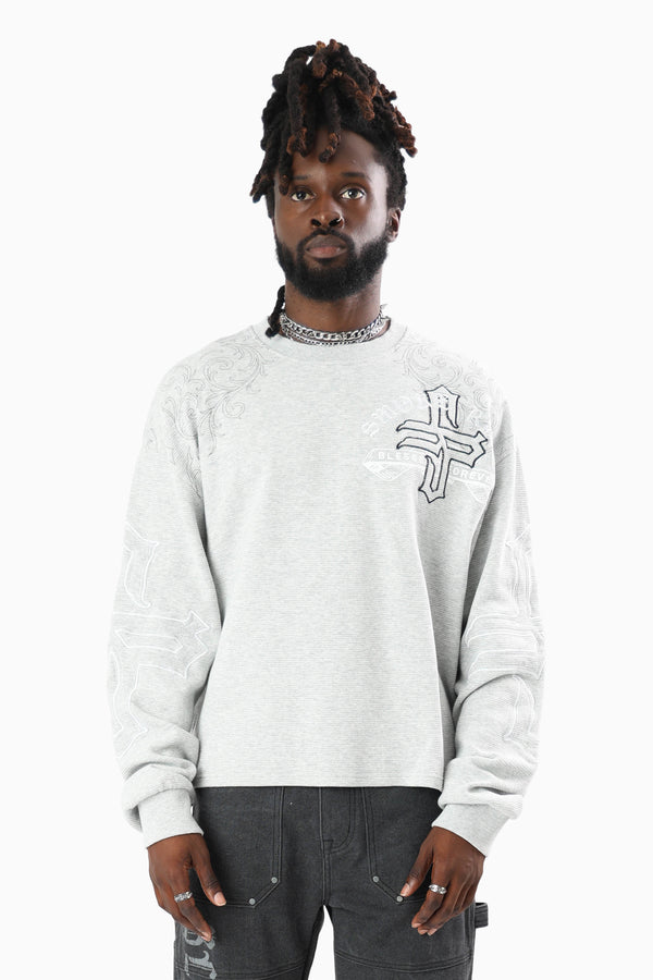 Blessed With Faith Waffle LS T-Shirt - London Grey
