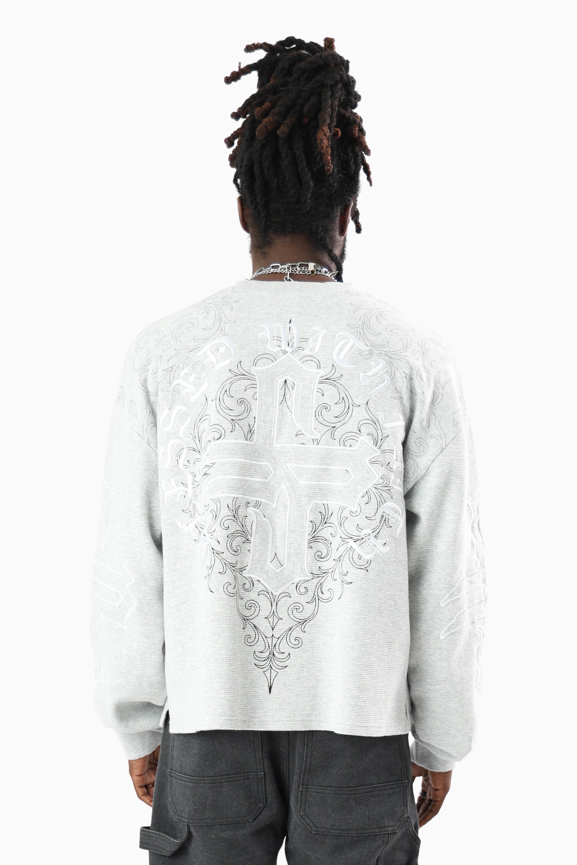Blessed With Faith Waffle LS T-Shirt - London Grey