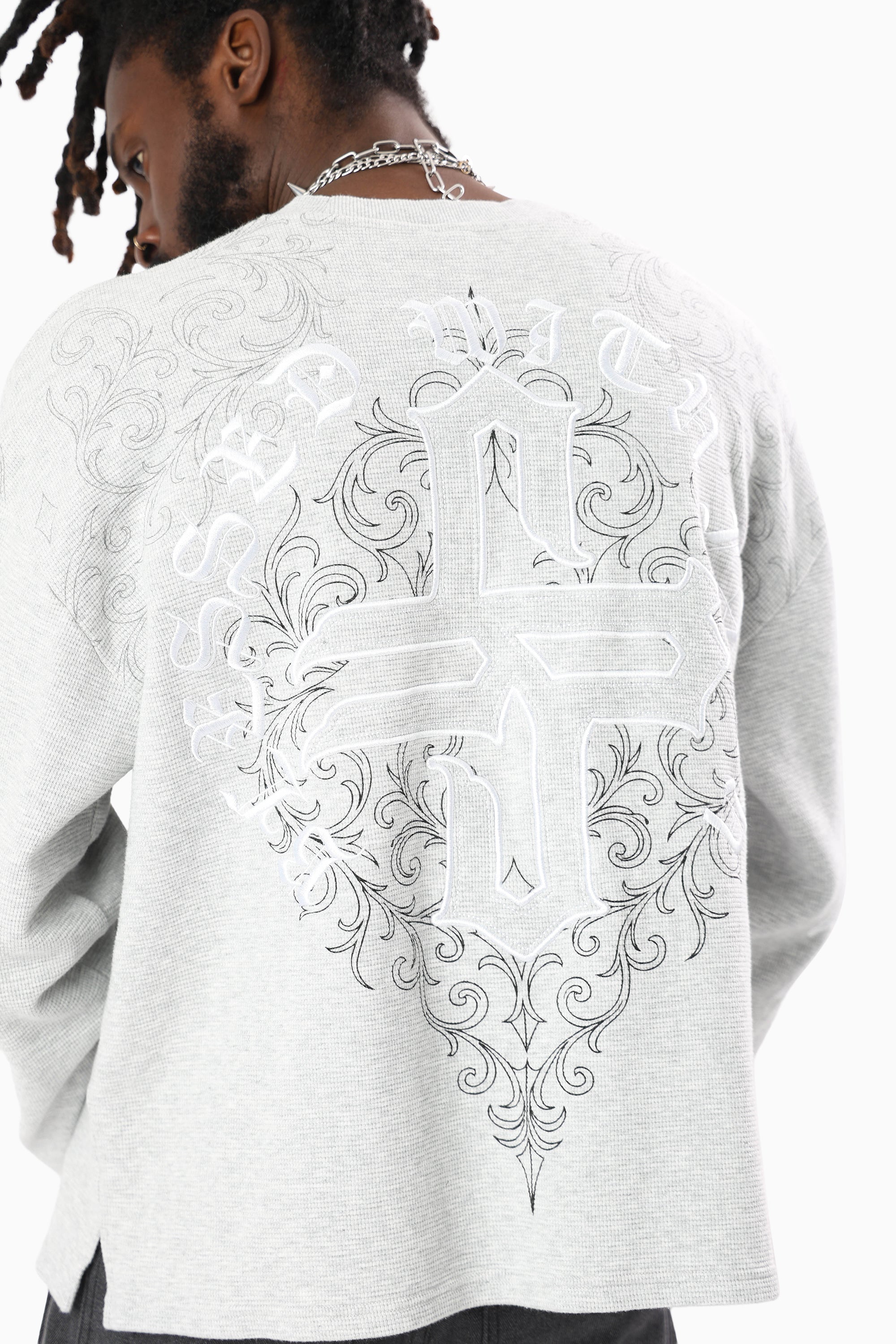 Blessed With Faith Waffle LS T-Shirt - London Grey