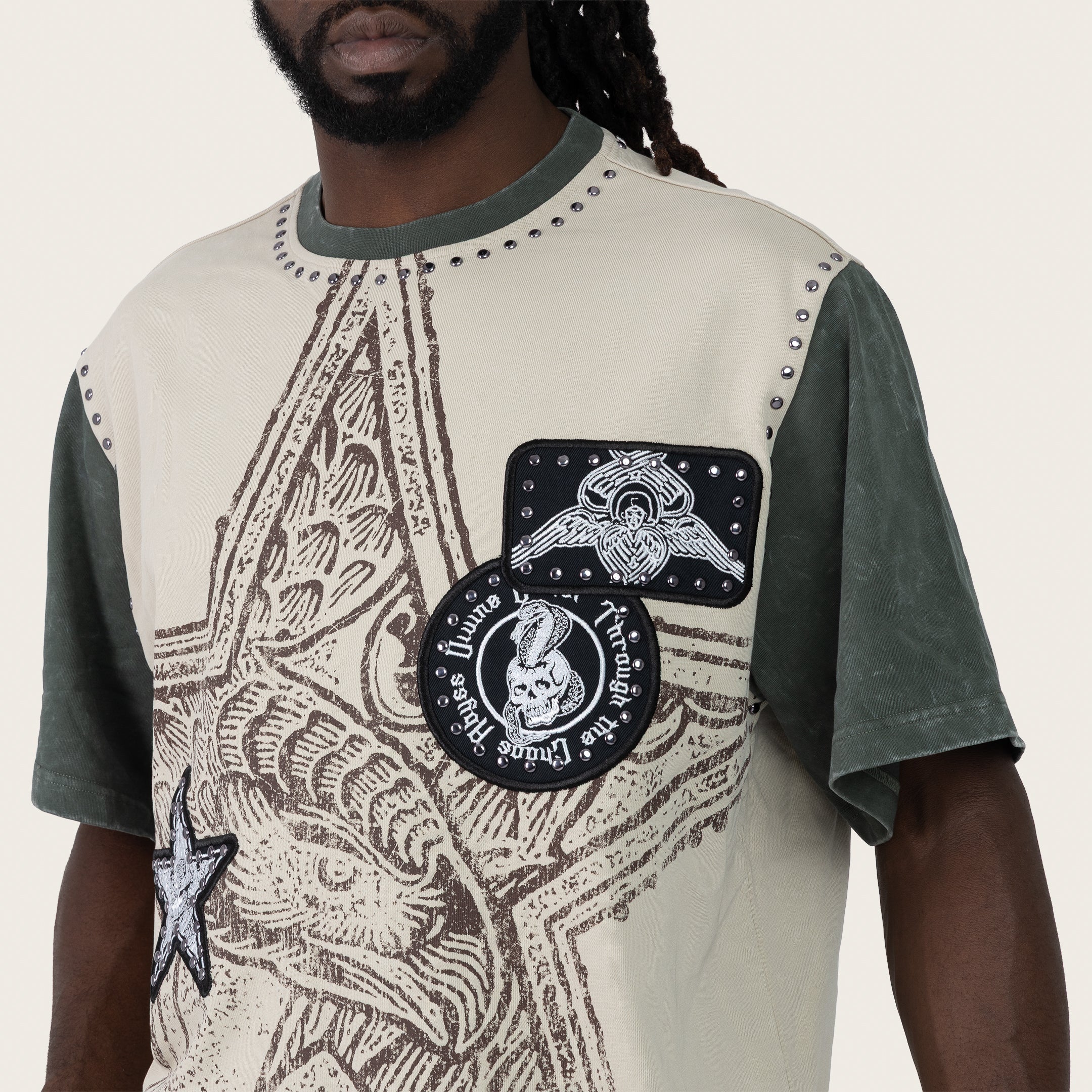 Wide Cropped Chaos Abyss T-Shirt - Feather