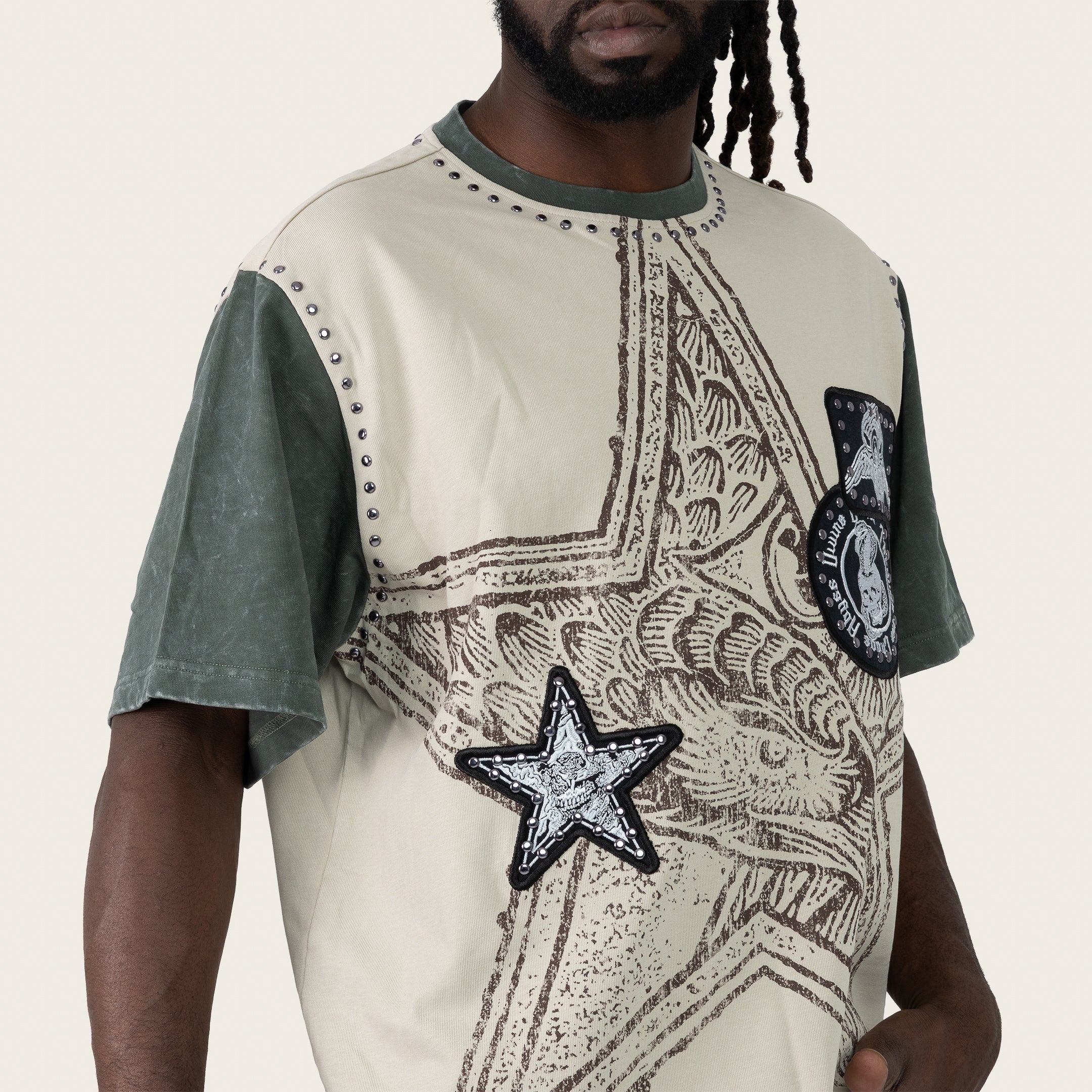 Wide Cropped Chaos Abyss T-Shirt - Feather