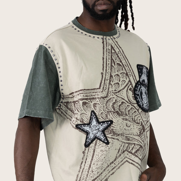Wide Cropped Chaos Abyss T-Shirt - Feather