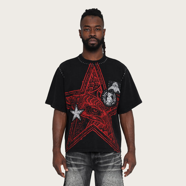 Wide Cropped Chaos Abyss T-Shirt - Black