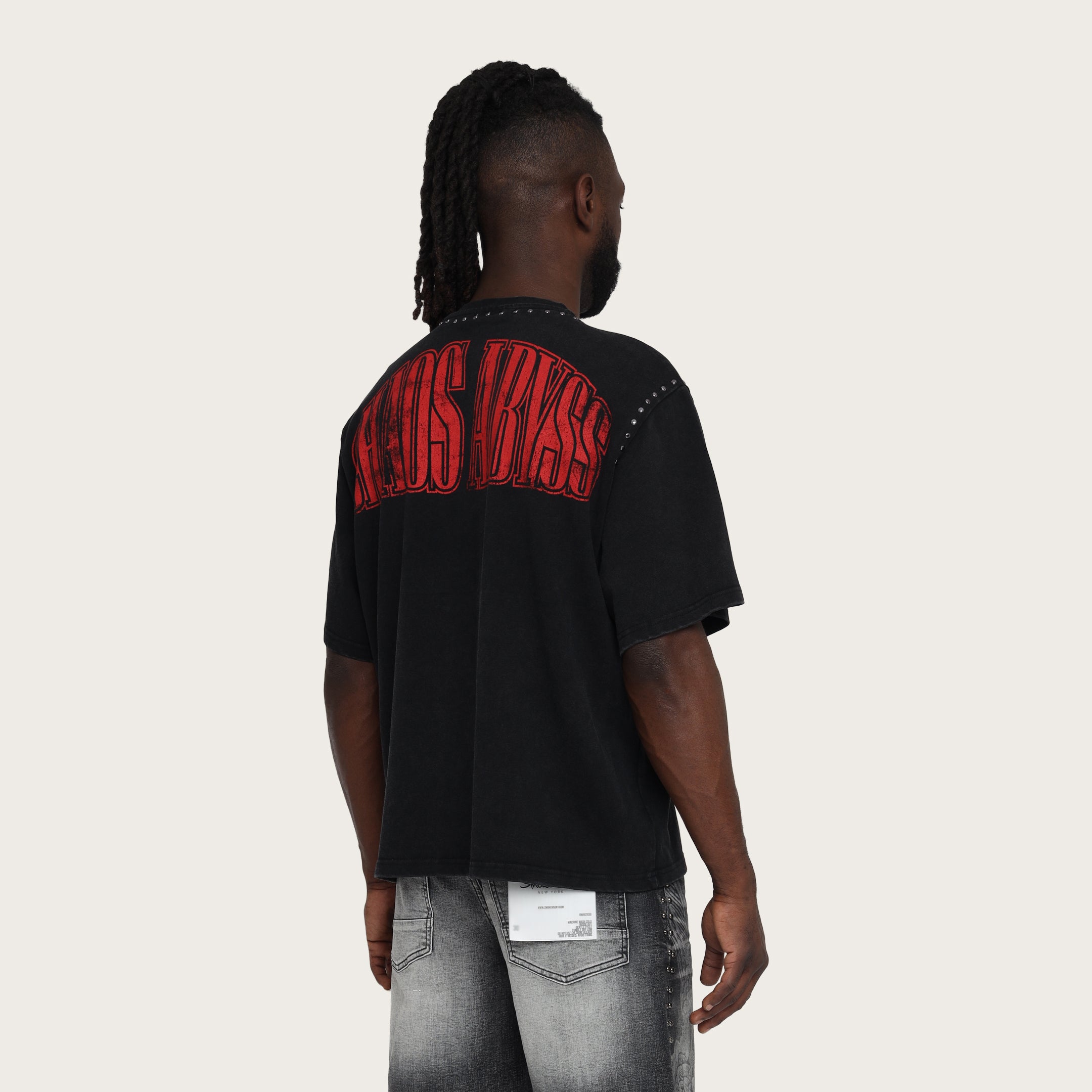 Wide Cropped Chaos Abyss T-Shirt - Black