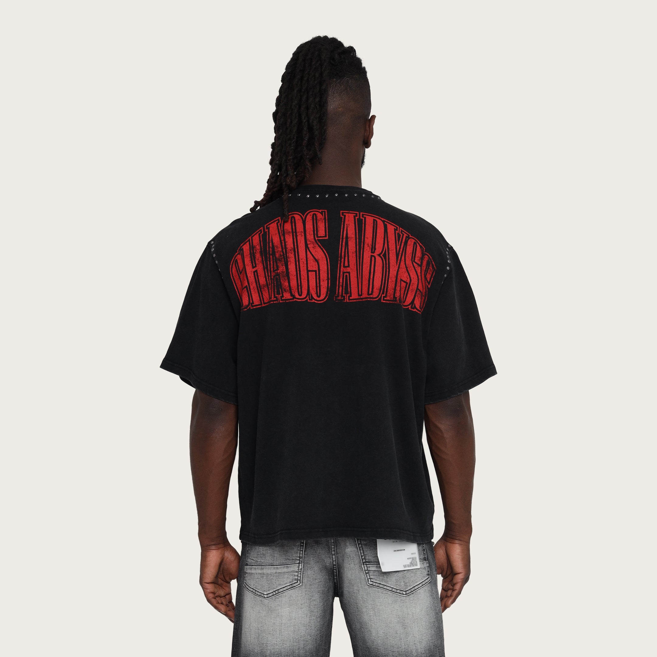 Wide Cropped Chaos Abyss T-Shirt - Black