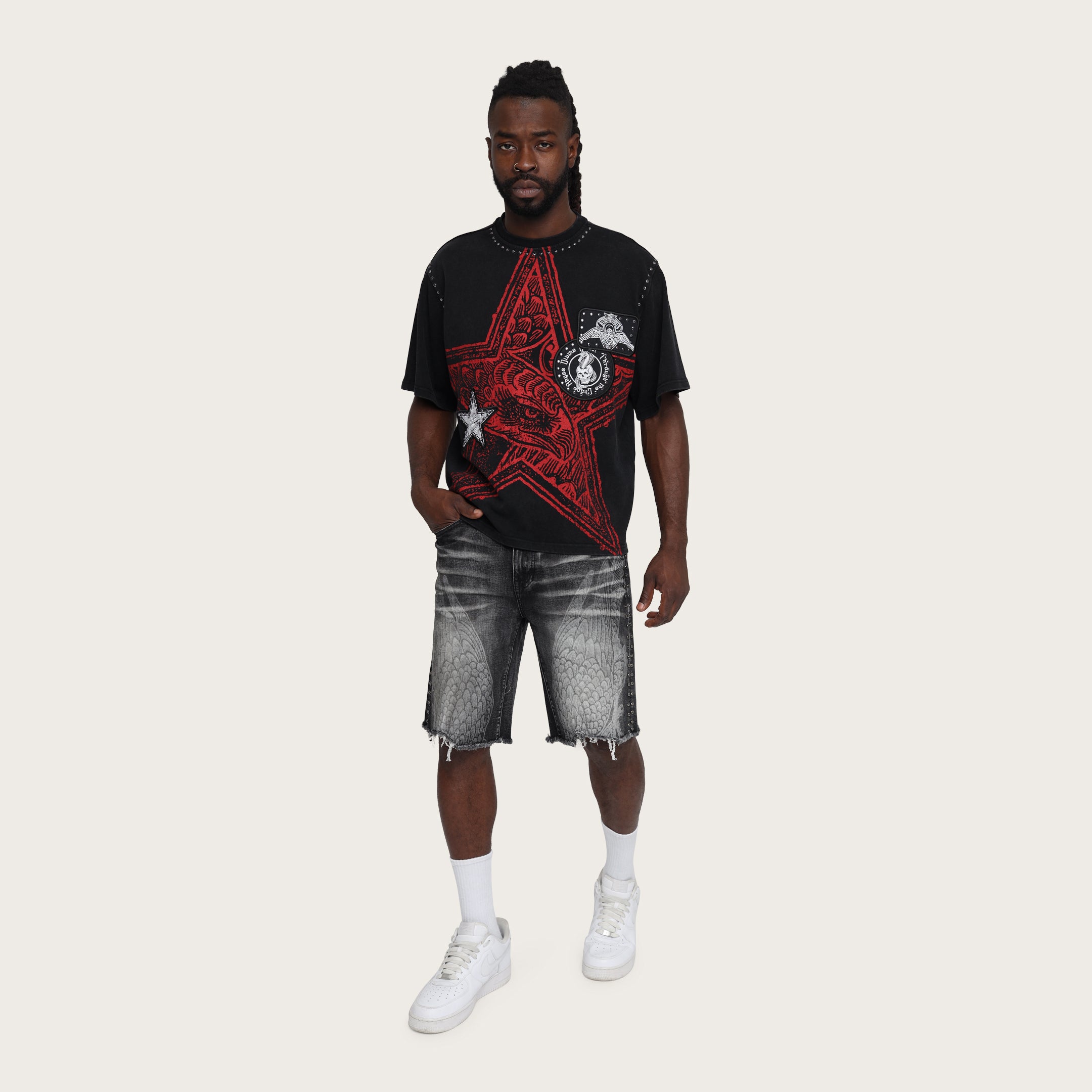 Wide Cropped Chaos Abyss T-Shirt - Black