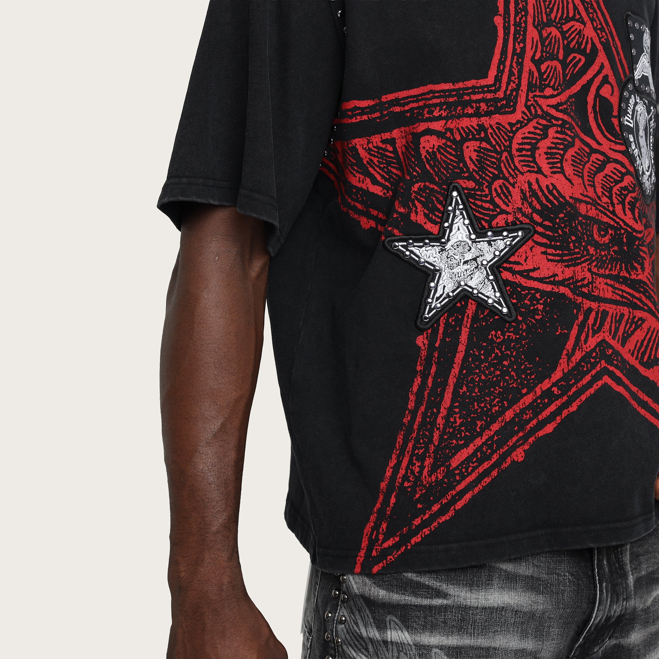 Wide Cropped Chaos Abyss T-Shirt - Black