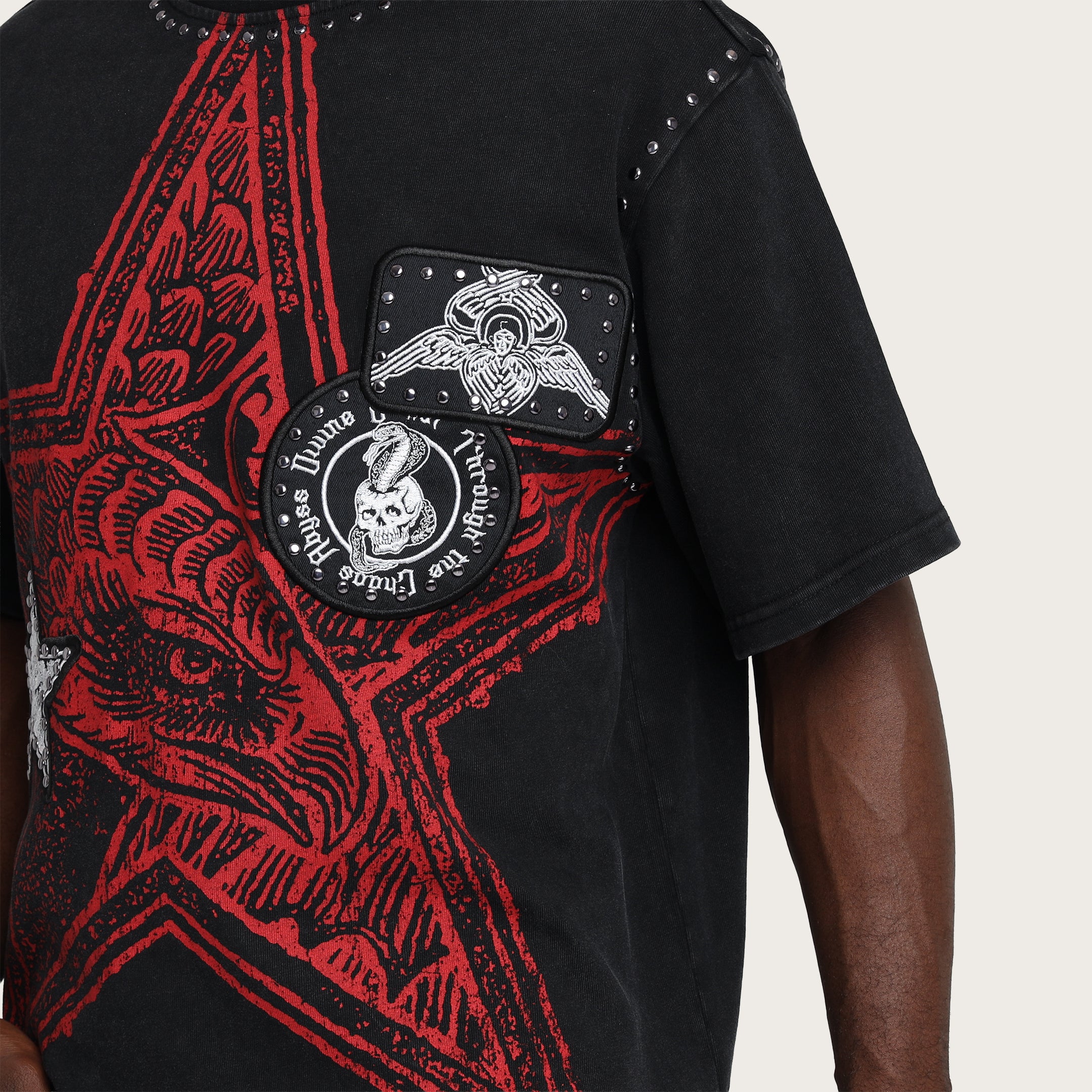 Wide Cropped Chaos Abyss T-Shirt - Black