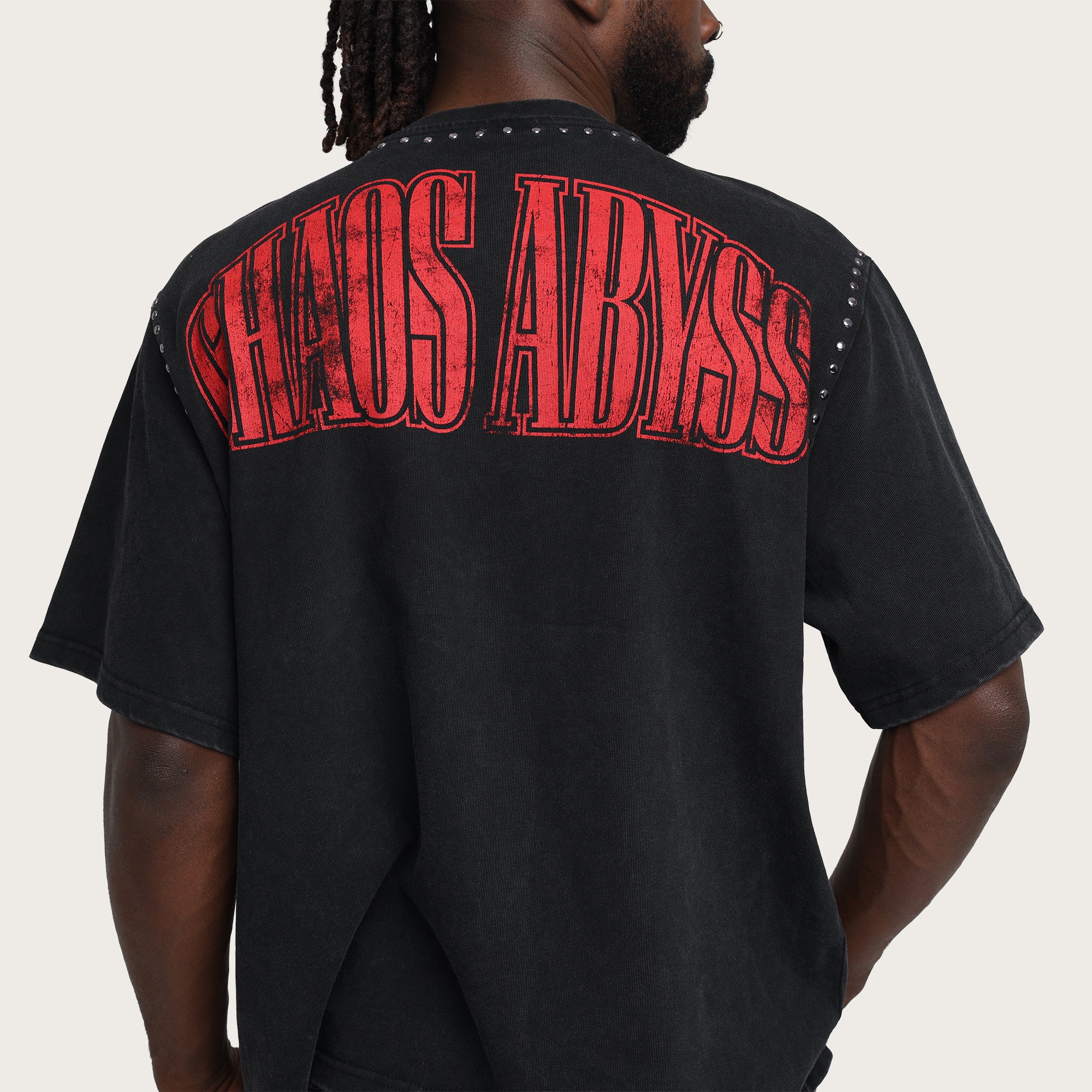 Wide Cropped Chaos Abyss T-Shirt - Black