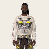 Wide Cropped Republic 2-Fer LS Tee - Castle