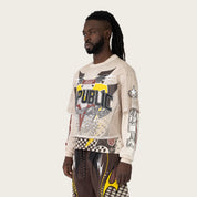 Wide Cropped Republic 2-Fer LS Tee - Castle