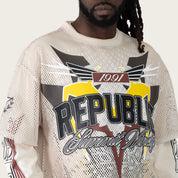 Wide Cropped Republic 2-Fer LS Tee - Castle
