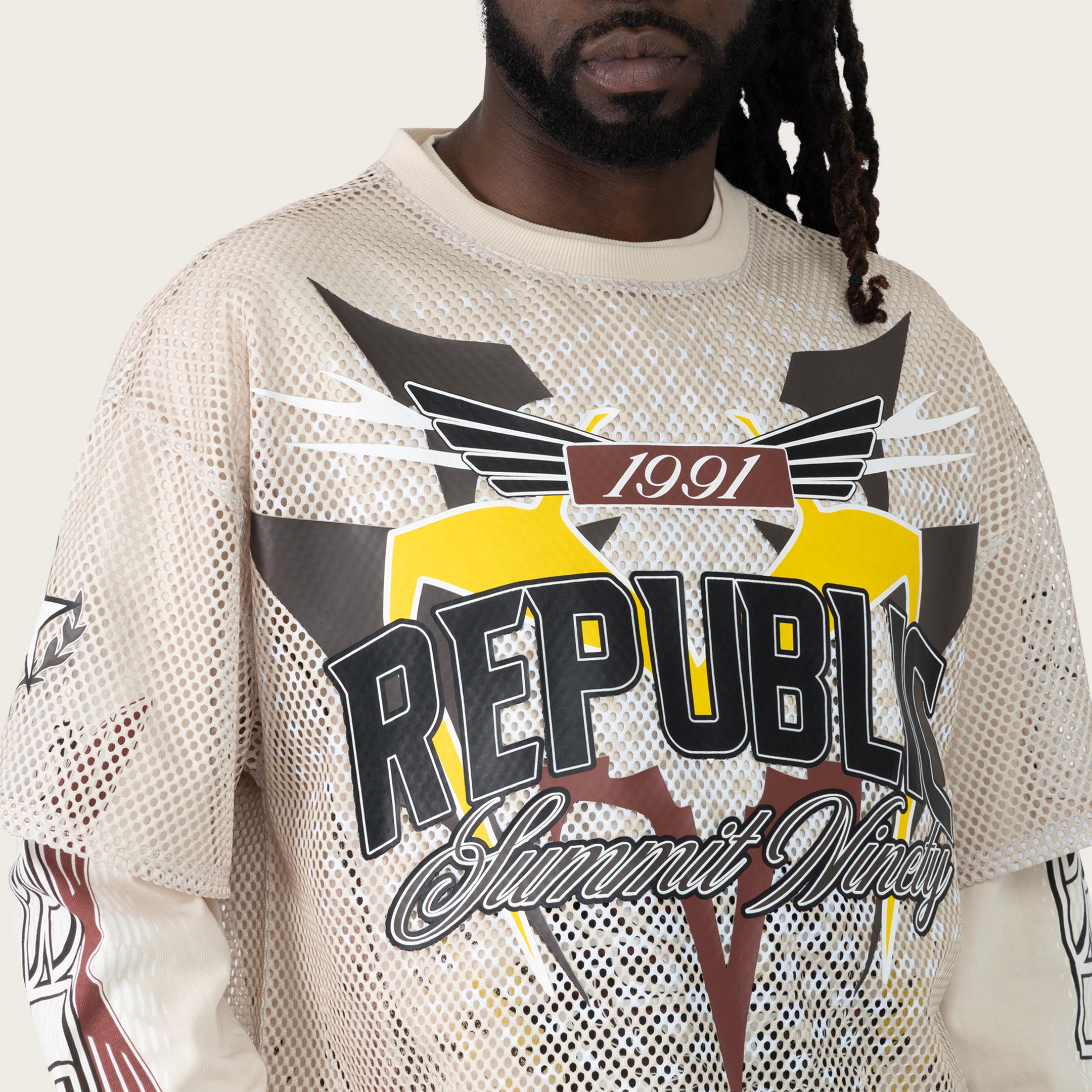 Wide Cropped Republic 2-Fer LS Tee - Castle