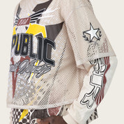 Wide Cropped Republic 2-Fer LS Tee - Castle