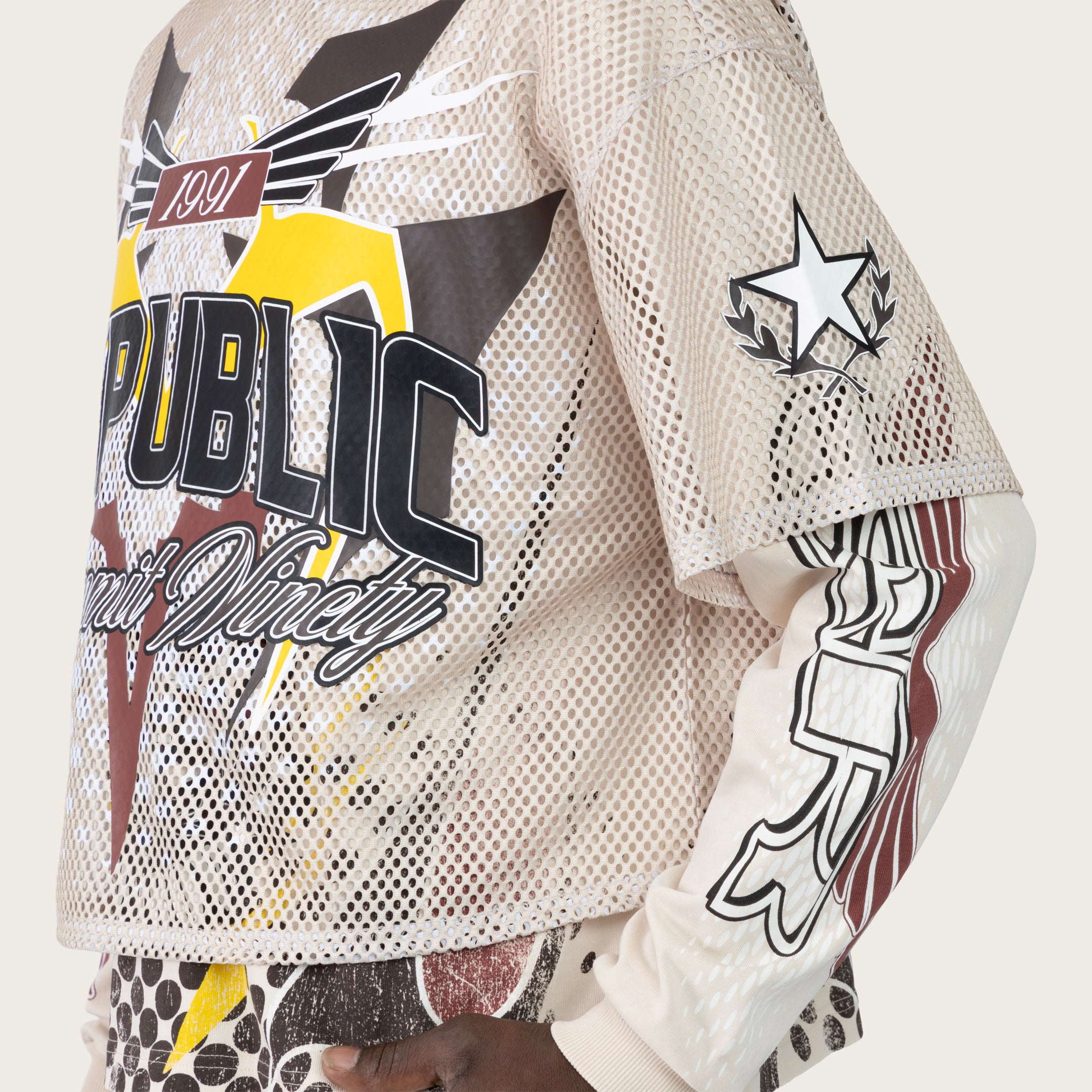 Wide Cropped Republic 2-Fer LS Tee - Castle