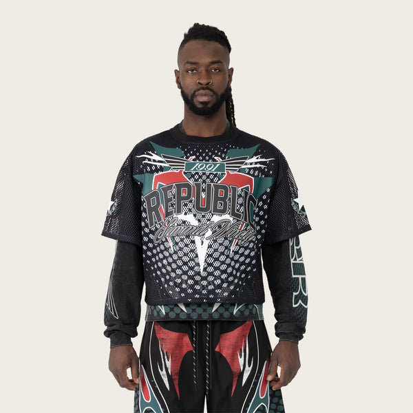 Wide Cropped Republic 2-Fer LS Tee - June Bug