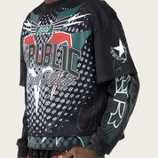 Wide Cropped Republic 2-Fer LS Tee - June Bug