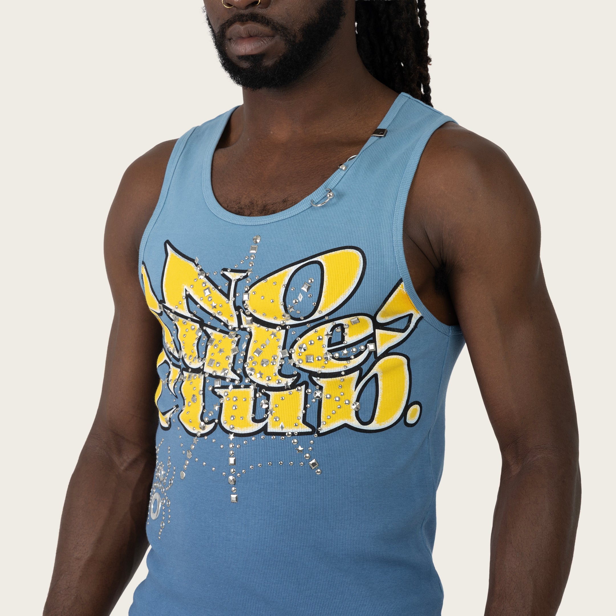 No Rules Ribbed Tank  - Dusk Blue