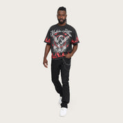 Wide Cropped Noble Steed T-Shirt - Black