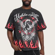 Wide Cropped Noble Steed T-Shirt - Black