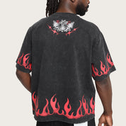 Wide Cropped Noble Steed T-Shirt - Black