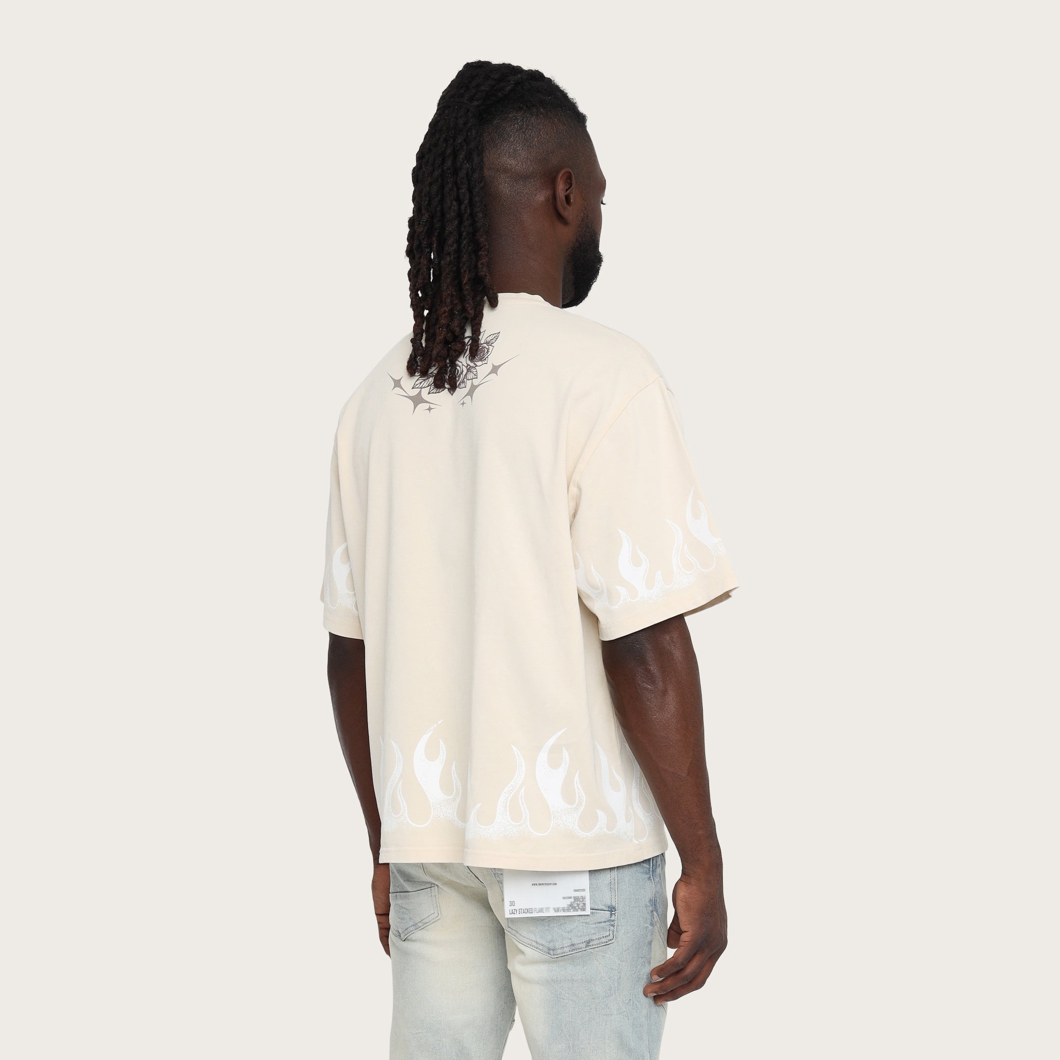 Wide Cropped Noble Steed T-Shirt - Ecru