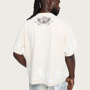 Wide Cropped Noble Steed T-Shirt - Ecru