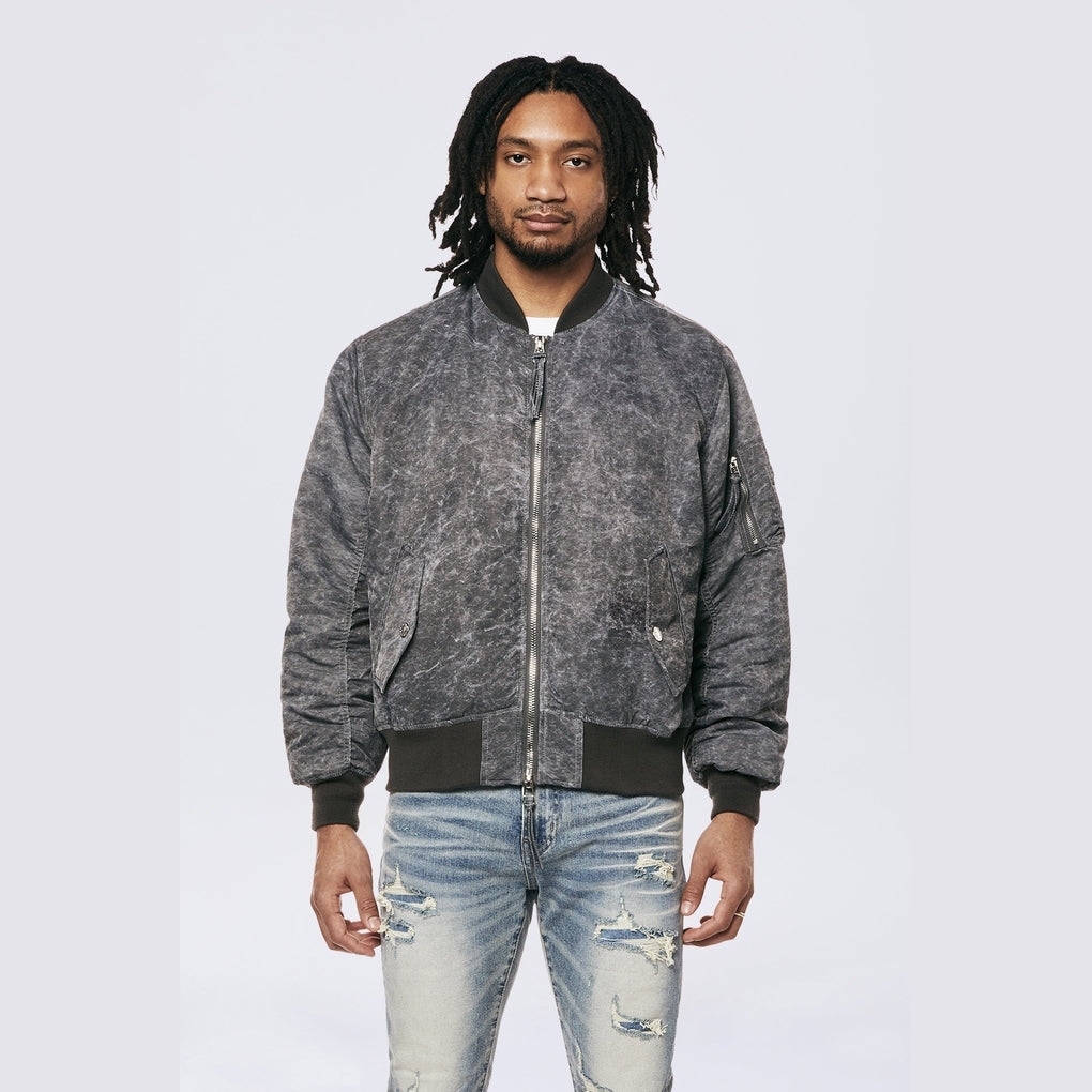 Smoke Rise Men's Washed MA1 Bomber Jacket Black - Online Exclusive