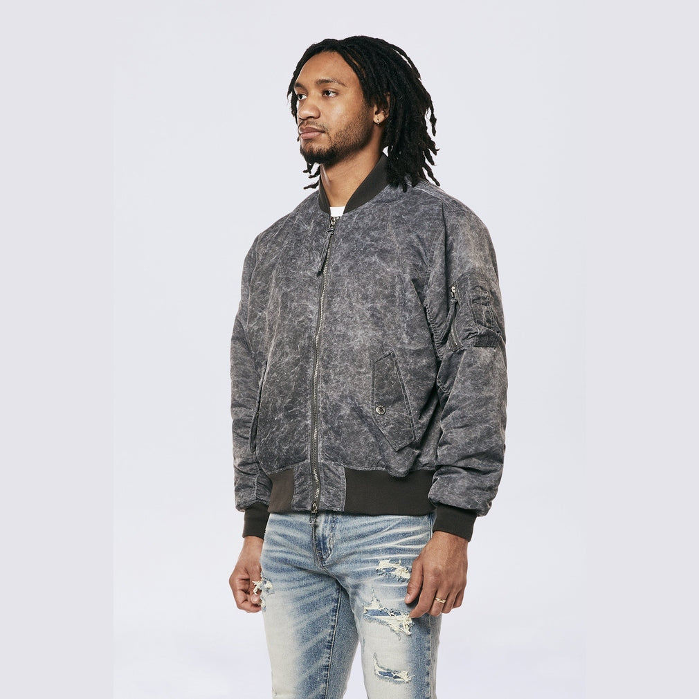 Smoke Rise Men's Washed MA1 Bomber Jacket Black - Online Exclusive
