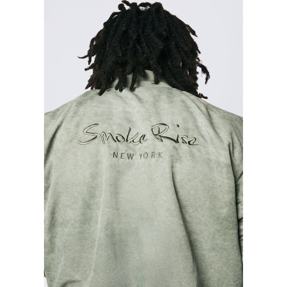 Smoke Rise Men's Washed MA1 Bomber Jacket Olive - Online Exclusive