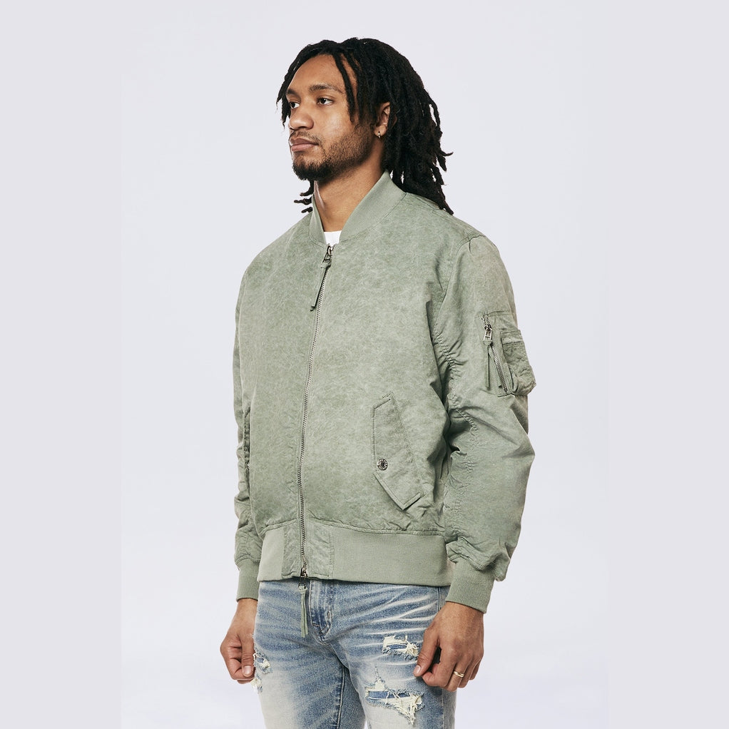 Smoke Rise Men's Washed MA1 Bomber Jacket Olive - Online Exclusive