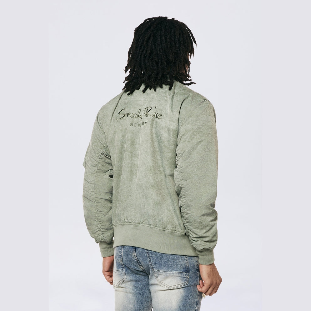 Smoke Rise Men's Washed MA1 Bomber Jacket Olive - Online Exclusive