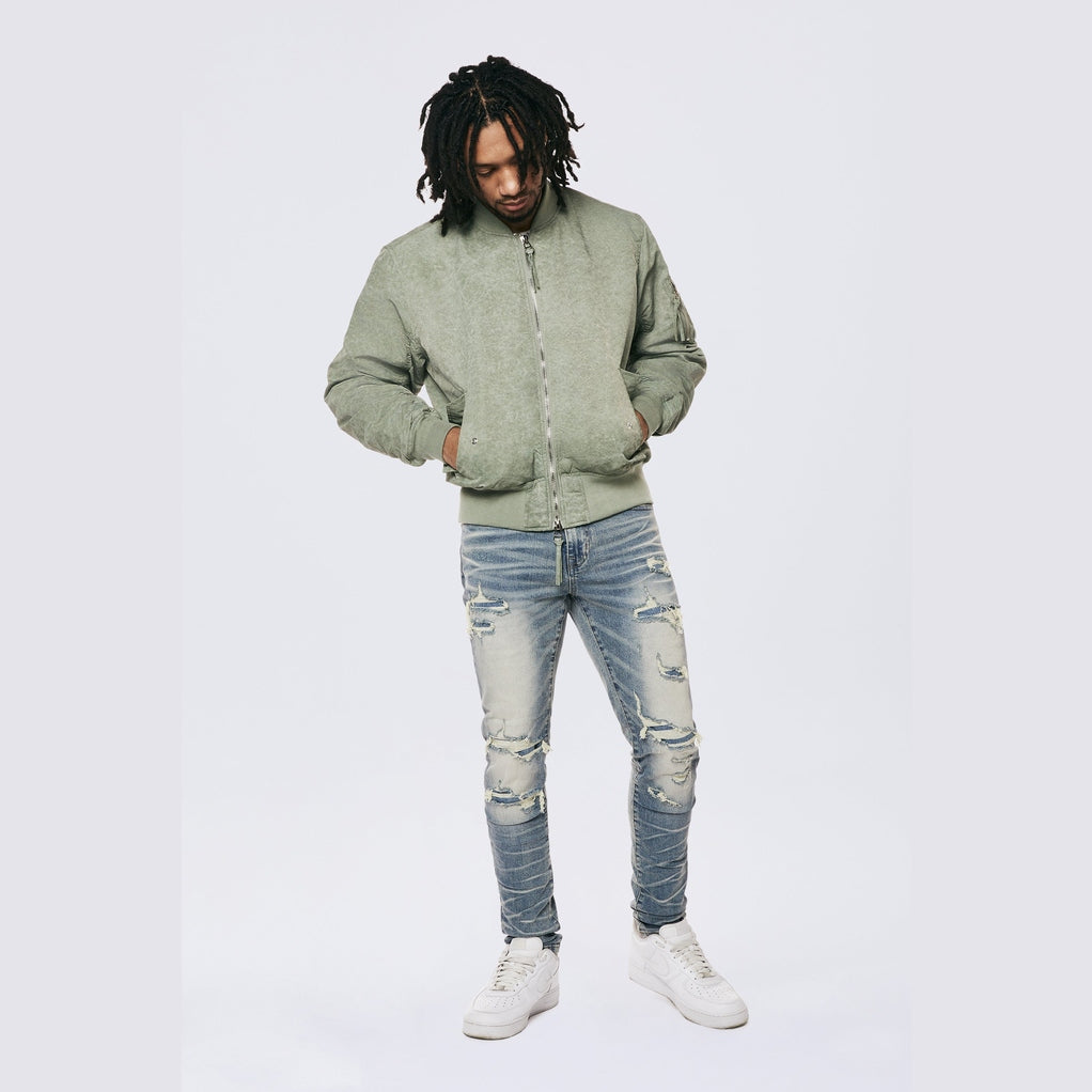 Smoke Rise Men's Washed MA1 Bomber Jacket Olive - Online Exclusive