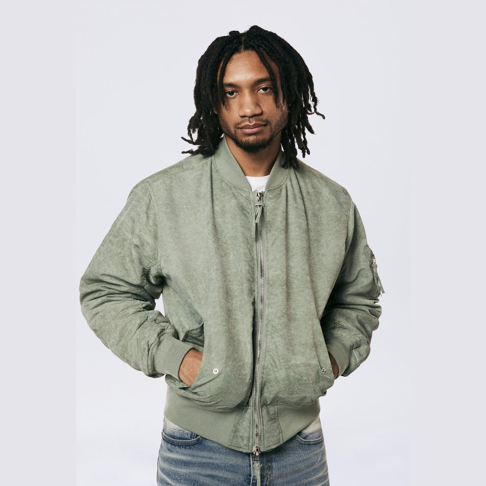 Smoke Rise Men's Washed MA1 Bomber Jacket Olive - Online Exclusive