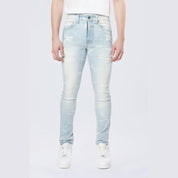 Smoke Rise Super Skinny Gun Shot Effect & Lightning Washed Jean - Speckle Blue