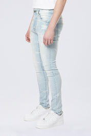 Super Skinny Gun Shot Effect & Lightning Washed Jean - Speckle Blue