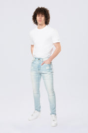 Super Skinny Gun Shot Effect & Lightning Washed Jean - Speckle Blue