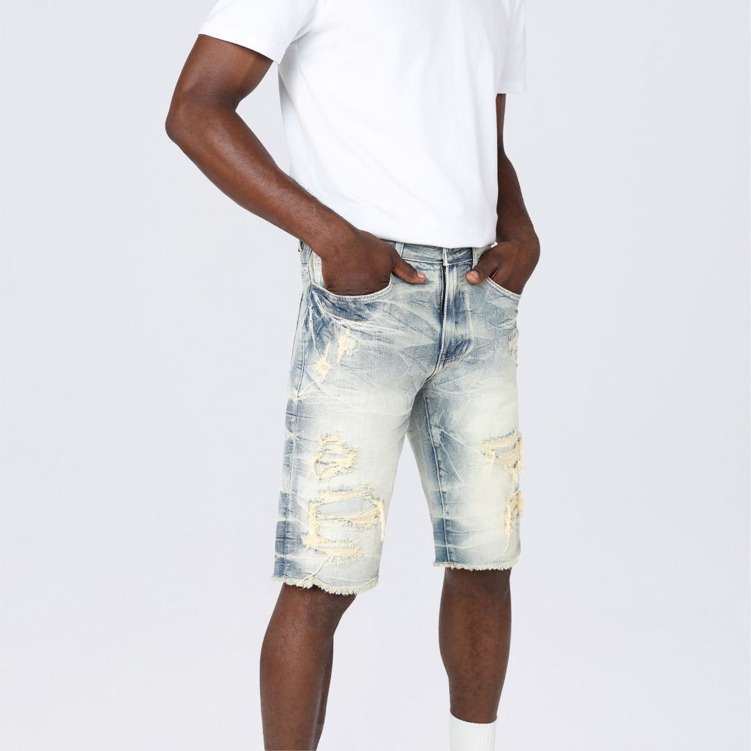 12" Slim Essential Jean Shorts - Alpine Blue